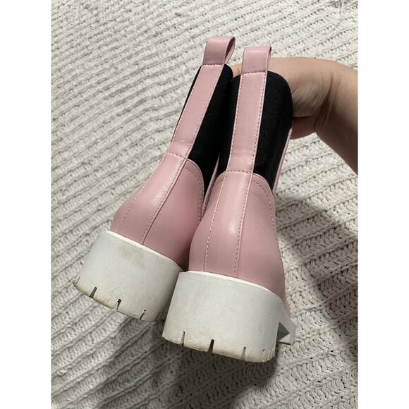 Beast Fashion Boots Lug Sole Slip On Mid-Calf Womens 6 Pink White Black Chunky - Picture 6 of 10